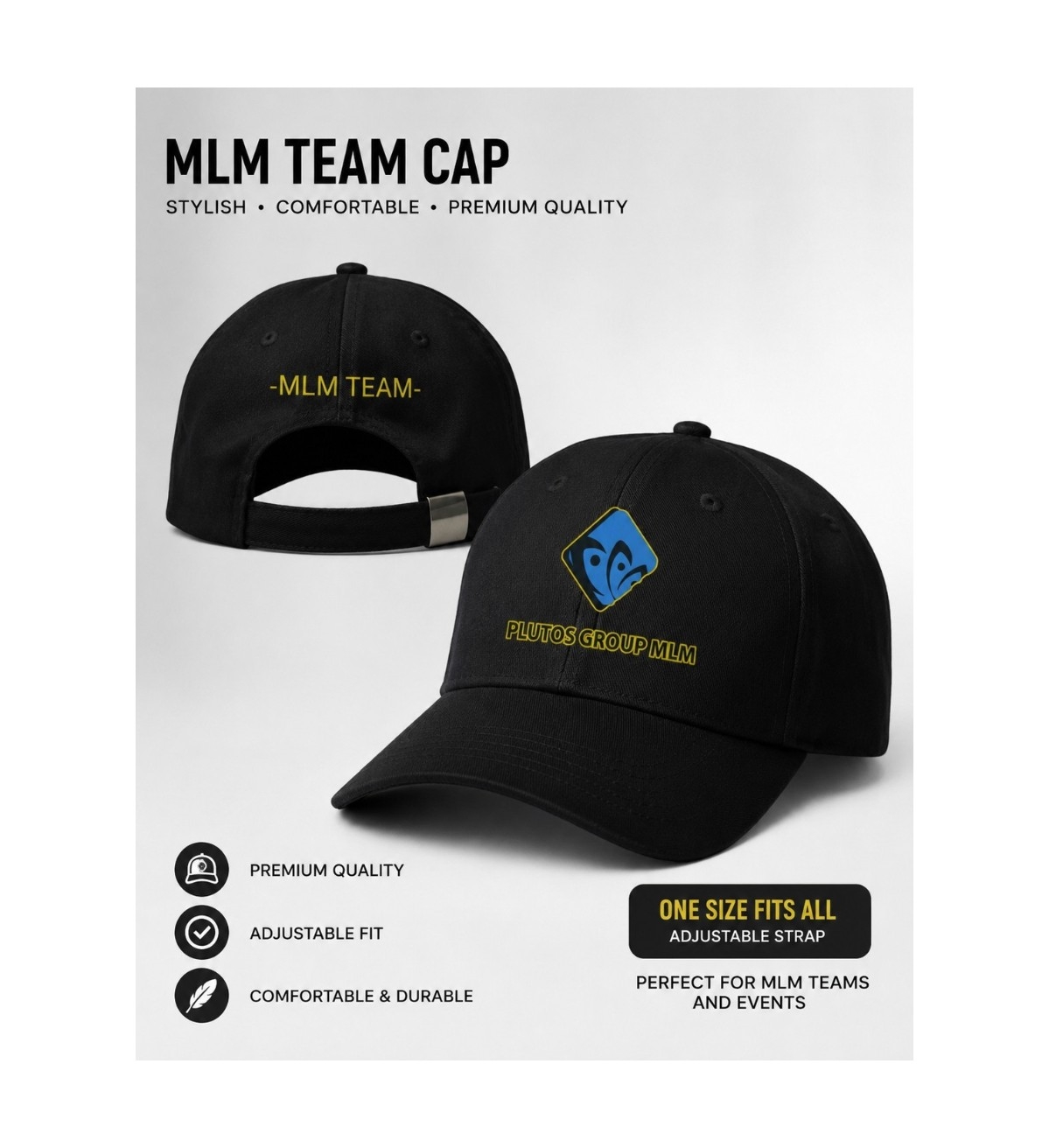 Black and Yellow MLM Team Cap